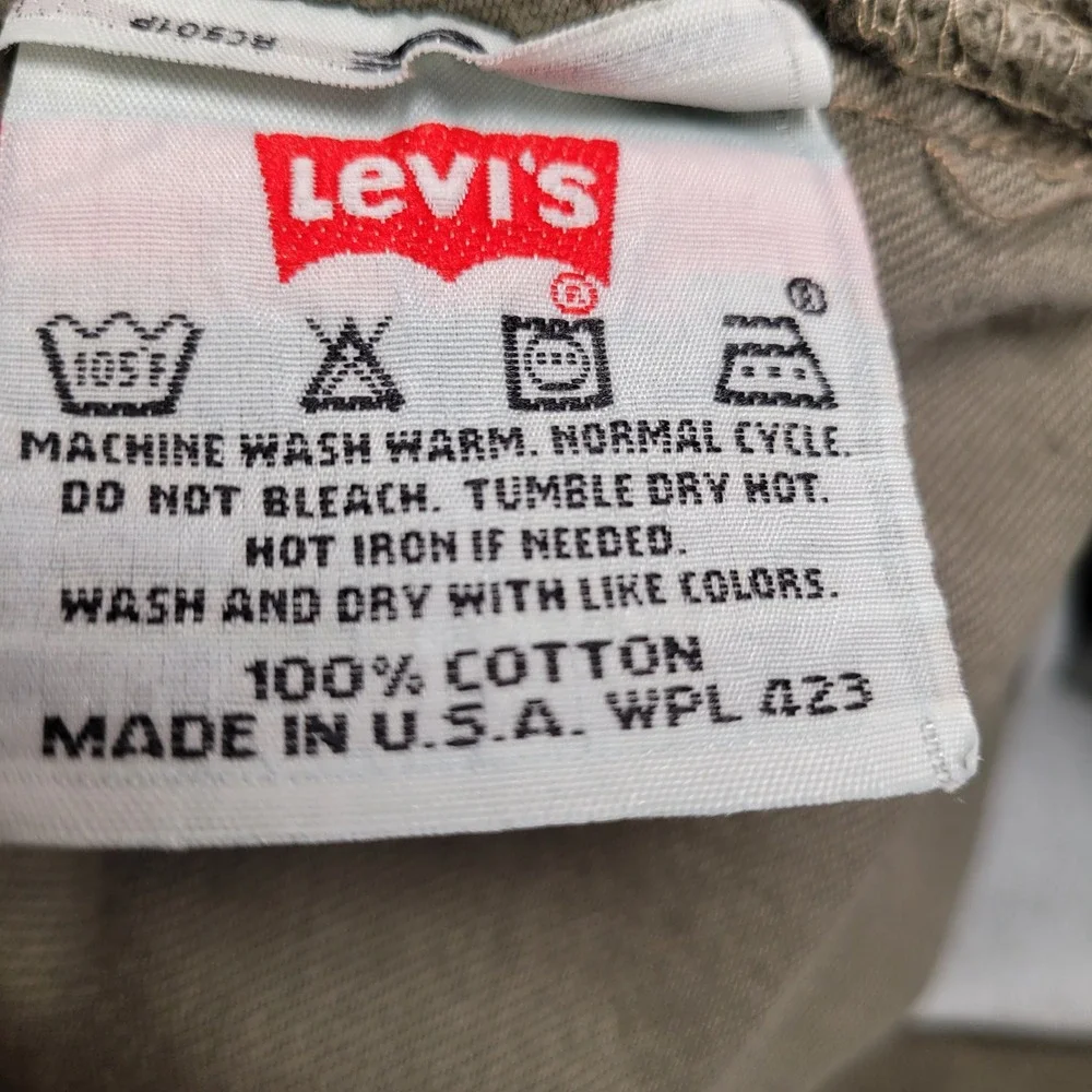 Levi's 501 Pants Mens 38x30 Olive Green Excellent Made in USA Vintage Twill